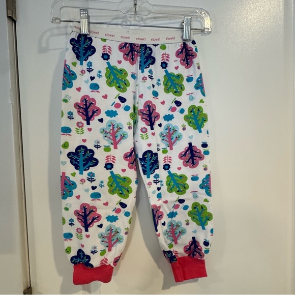 elowel size 12 kids girls long sleeve pajamas pajama set Pink White multi Tree - Picture 7 of 7